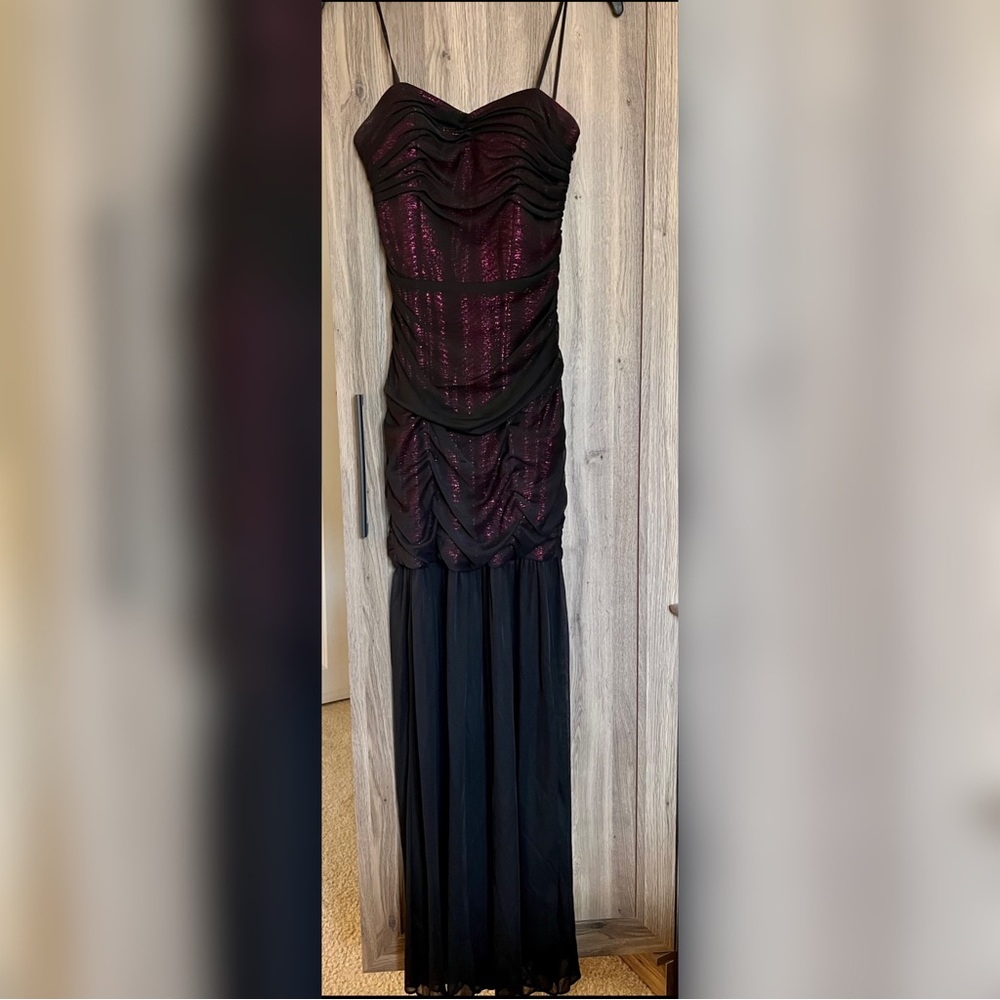Strapless shimmer black dress